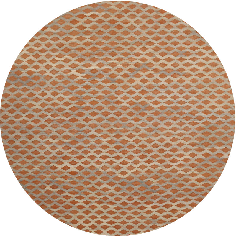 Tapis contemporain brun / gris, Rond 8 pi
