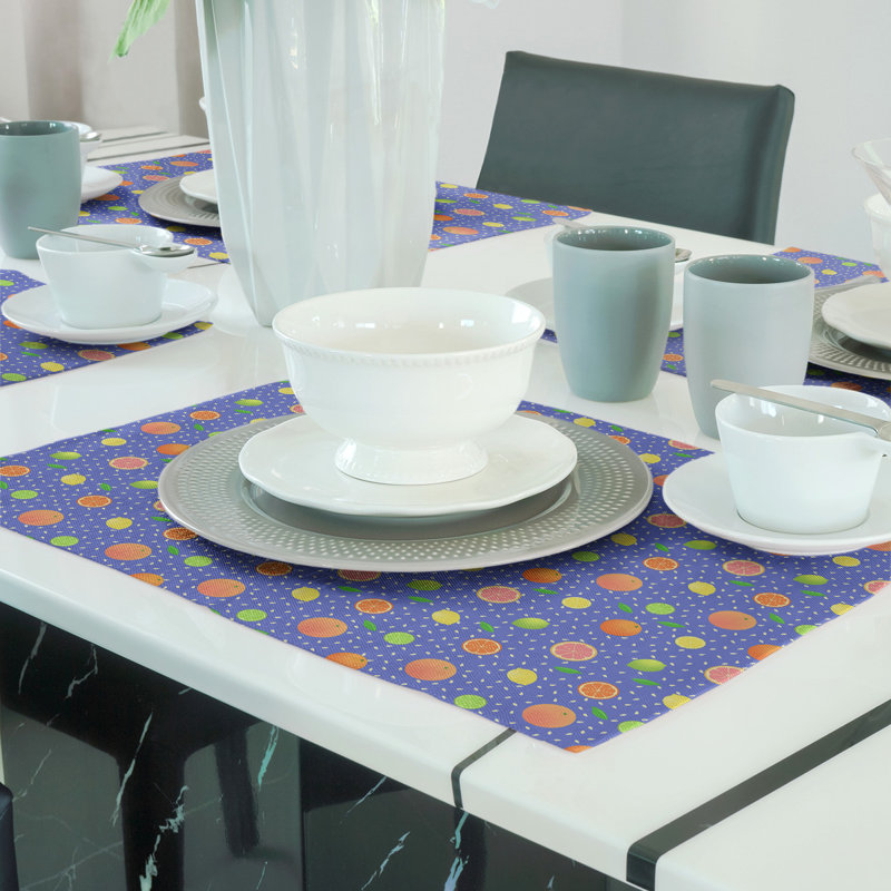 Napperon en coton 18 po Citrus fruit, Bleu