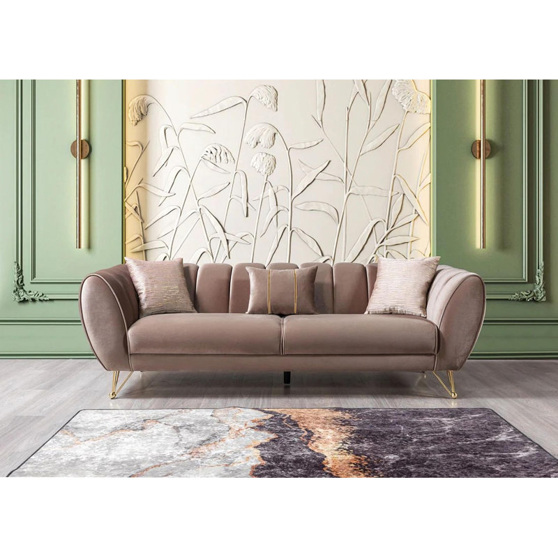 Ensemble de salon en velours Gracesyn, Brun