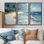 «Blue Green Palm Trees Coastal Breeze V», ensemble d'art mural palmiers et palmiers
