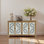 Armoire décorative avec 4 portes, buffet de ferme avec rangement, armoire de rangement moderne avec portes florales sculptées en bois pour le salon, la salle à manger, l'entrée, le couloir, la cuisine