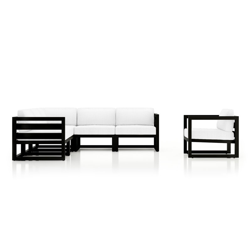 Avion 6 Piece Sectional Set - Black, Canvas Natural Sunbrella® Canvas, Black