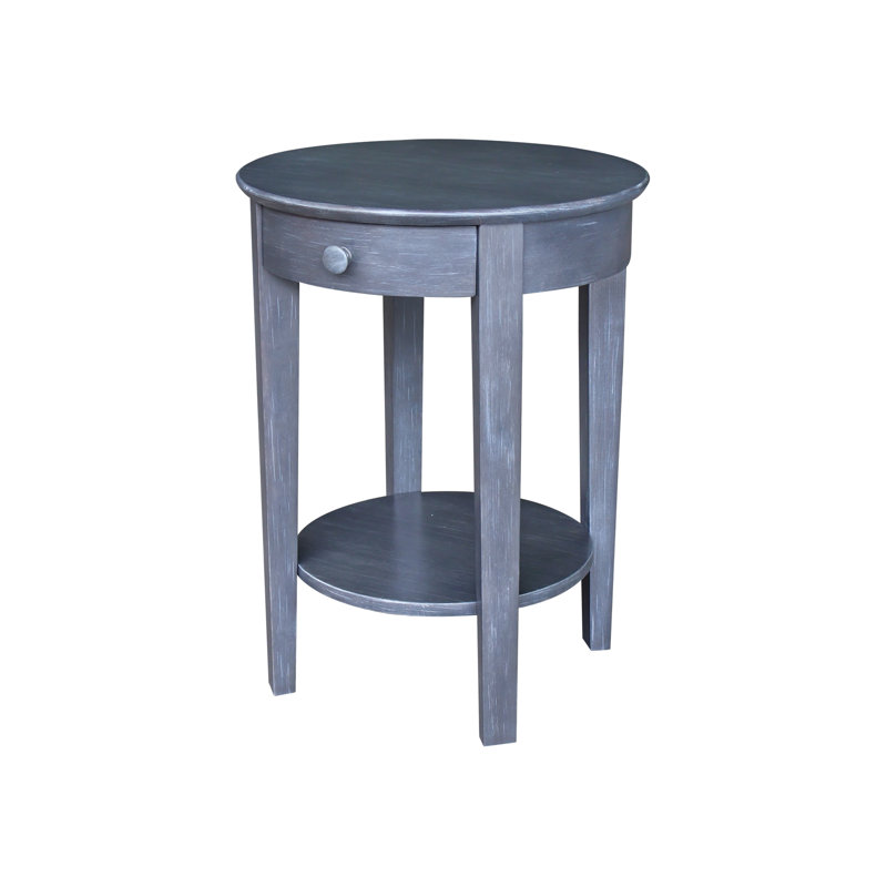 Manatuto Solid Wood End Table with Storage, Antique Washed Heather Gray
