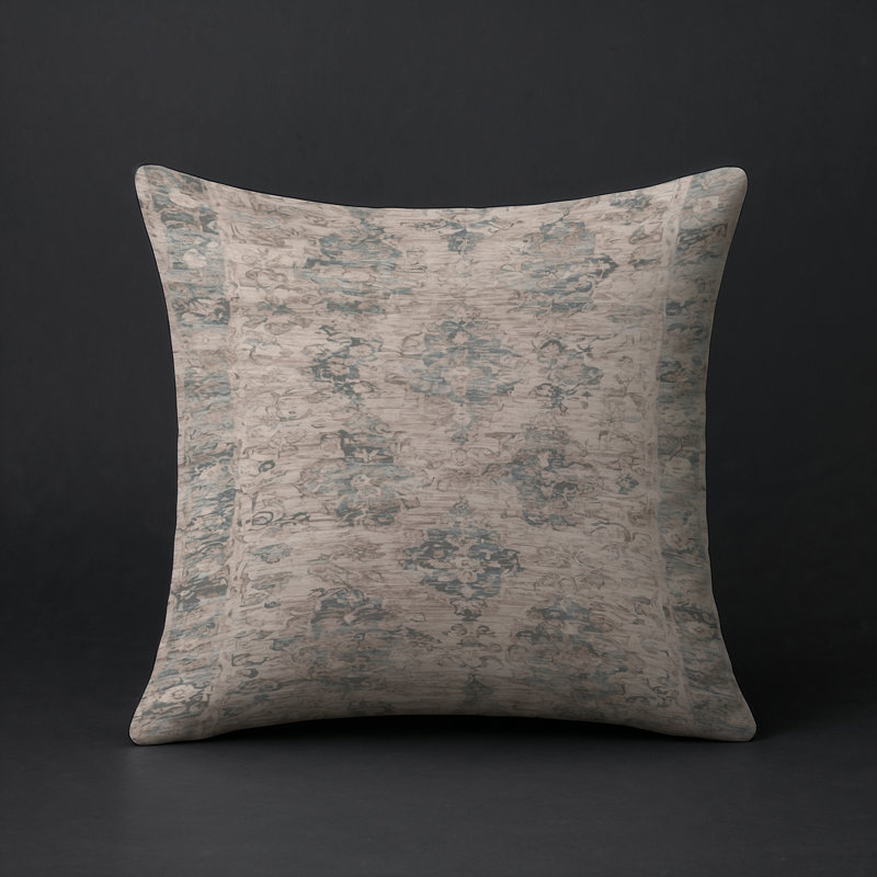 Coussin décoratif intérieur et extérieur Modern, Carré 16 po, Beige / bleu / gris abstrait