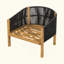 Fauteuil club d'extérieur en bois d'acacia avec dossier en corde tissée, chaise longue rembourrée en oléfine à haute élasticité pour la détente dans la cour-445932463-464893285