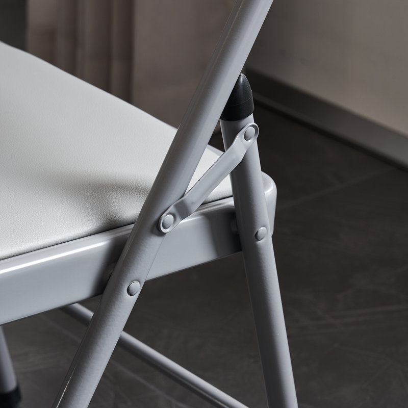 Gray Vinyl Padded Stackable Folding Chair Set of 4