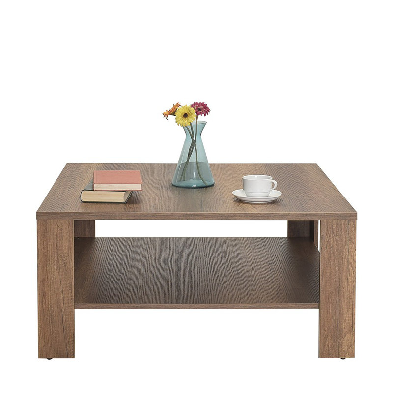Modern Walnut Coffee Table with Additional Storage, 35.4 x 16.5 x 35.4 inches | 100% Melamine Coated Particle Board for Durability | Elegant Design for Living Room or Office, Stylish and Functional