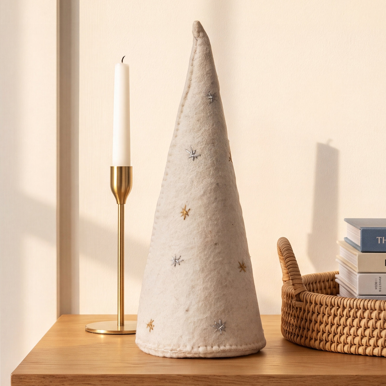 Wool Felt Cone Tabletop Tree, 10.5" H x 4" W x 4" D