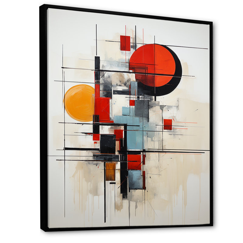 Isayah Red Suprematism Reduction III sur toile, H 44 po x l 34 po x P 1,5 po, Cadre flottant noir