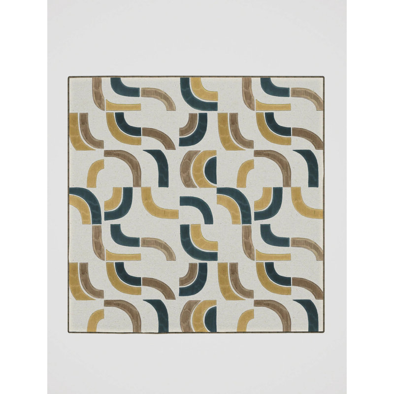 Erjan Washable Abstract Indoor Rug, Square 4'