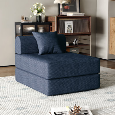 Jairden 3-in-1 Adjustable Corduroy Sleeper Sofa Bed, Convertible Modern Foldable Lounge Chair (with Throw Pillow)