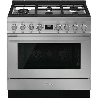 Portofino 36"" 4.5 cu ft. Freestanding Gas Range -  SMEG, CPF36UGGX