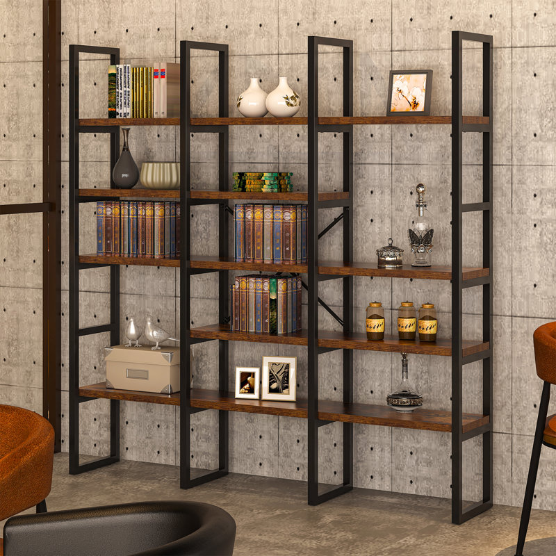 Bibliothèque à 5 niveaux Jasmine-Rose, Brun, Noir