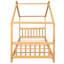 Lit plateforme simple avec tête de lit et pied de lit, conception de toit, naturel-118557525