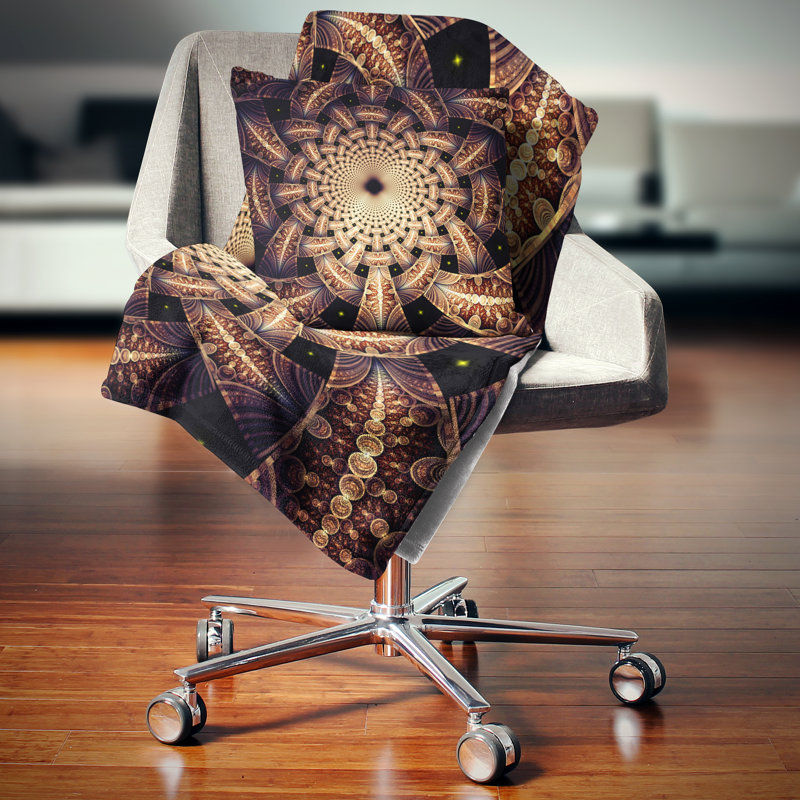 Coussin décoratif floral à motif fleur symétrique, 16 po x 1 po, Coussin décoratif