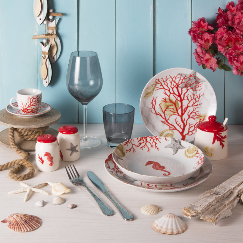 Excelsa Coral Ceramic No Power Source Required / Manual Electric Salt and Pepper Shaker Set