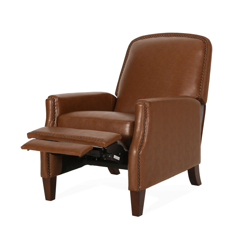 Fauteuil inclinable manuel en cuir synthétique, Marron clair
