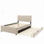 Lit plateforme tapissier en velours avec lit gigogne simple-118093237-118093233