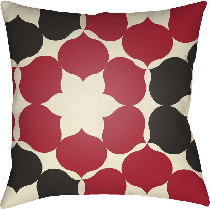 Moderne Geometric Throw Pillow, 18" H x 18" W x 4" D, Red/Brown