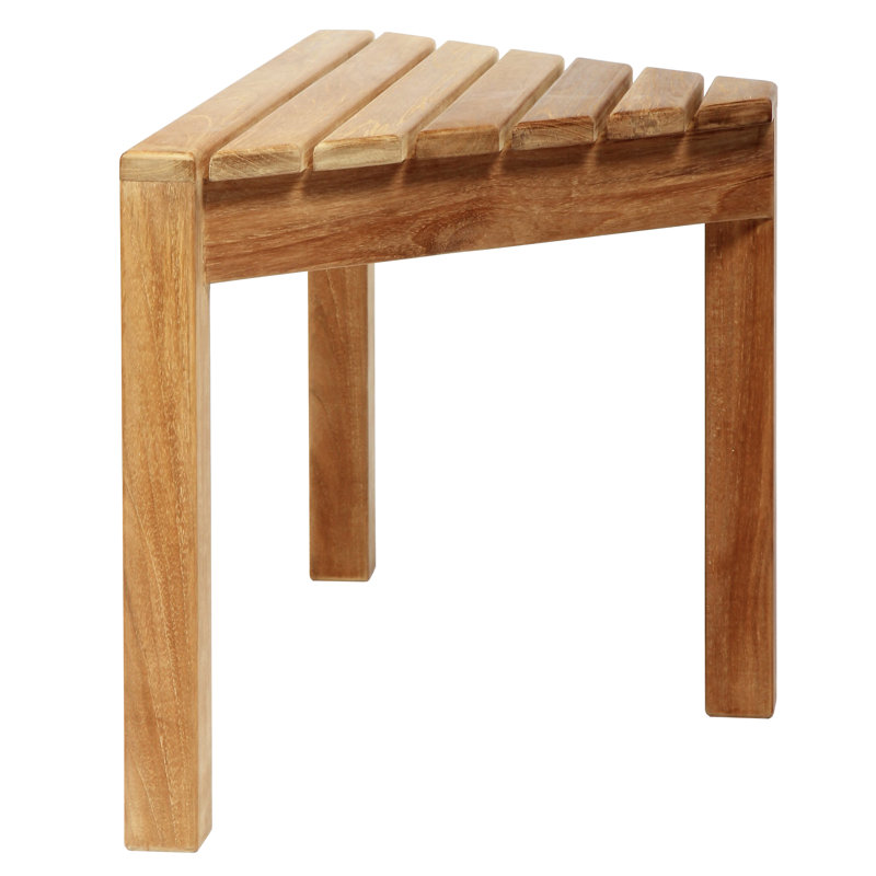 Eco-Friendly Teak Corner Shower Bench, 31.5'' with Rounded Edges