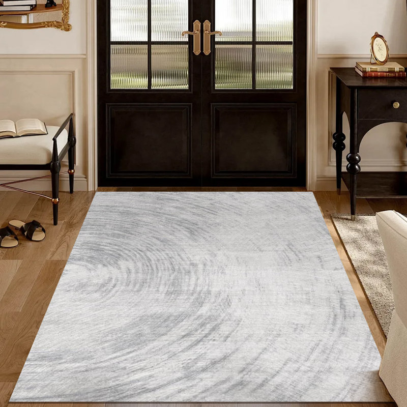 Minimalist Imitation Cashmere Area Rug, Light Gray Abstract Textured Soft Fluffy Carpet for Living Room, Bedroom, Entryway, Office, Washable Durable Modern Home Decor