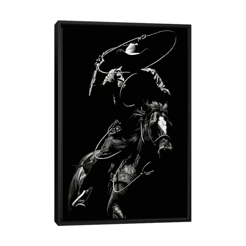 «Scratchboard Rodeo VII» par Julie T. Chapman - reproduction d'art sur toile tendue, H 26 po x l 18 po x P 1,5 po