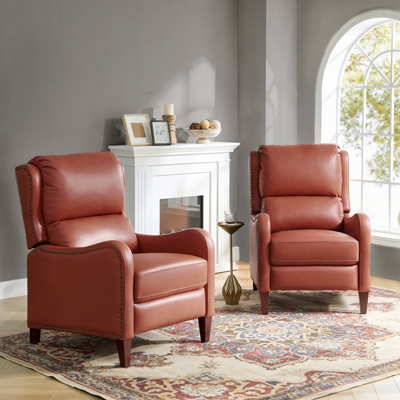 Fauteuil inclinable en cuir Beecher 28,75 po, Cuir pleine fleur brique