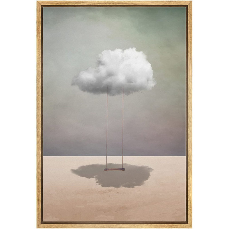 Whimsical Desert Cloud Swing Framed Canvas Print