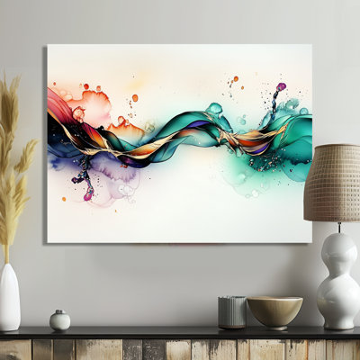 «Ethereal Liquide Ink Waves III - Décoration murale abstraite en métal»