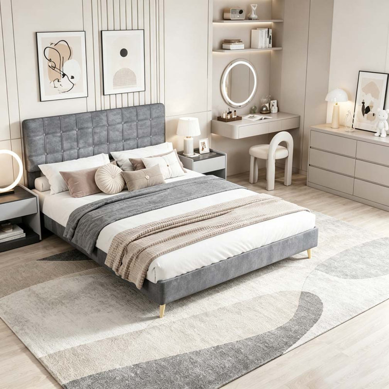 Modern  Bed Frame, Grey