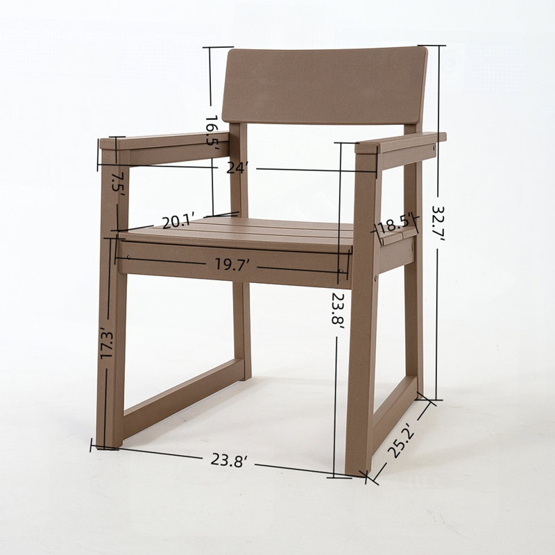 HDPE Outdoor Garden Armchairs with Backrest, Modernist Design, Eco-Friendly and Durable Seating Solution, Wood