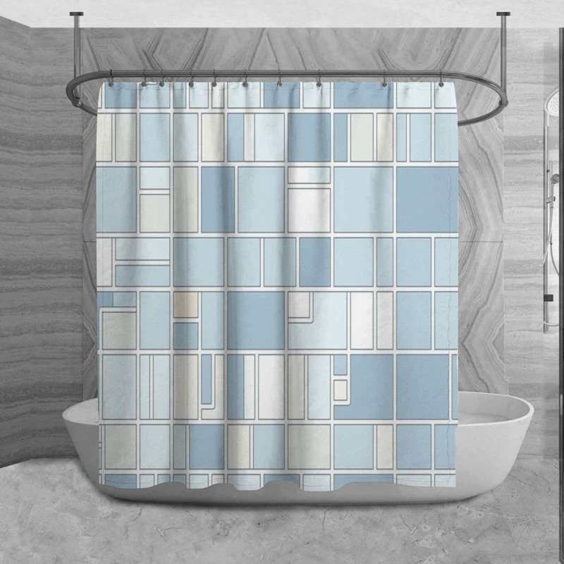 Rideau de douche à motif géométrique Korby, H 93 po x l 70 po