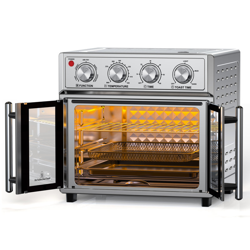Extra-Large French Double-Door Air Fryer Convection Toaster Oven, 1700W, 7 Preset Menus, 7-In-1 Multi-Function: Bake, Roast, Grill, Toast, Dehydrate, Defrost, Stainless Steel Finish | Gift Idea