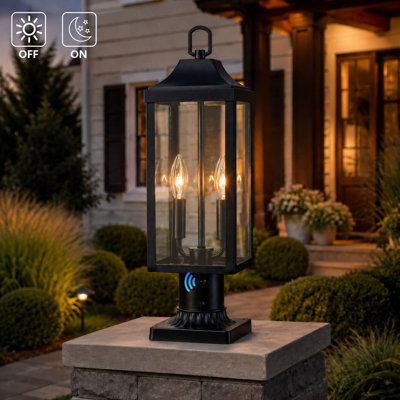 20"H 2-Light Dusk to Dawn Outdoor Post Lantern with Pier Mount Base