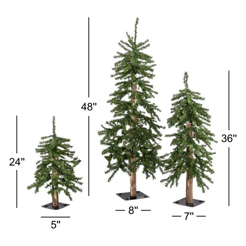 Ensemble de 3 sapins de Noël artificiels 3 lumières avec 185 lumières blanches