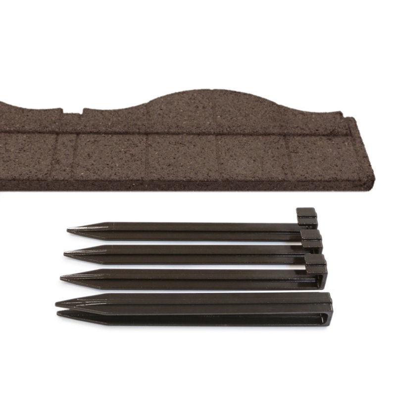 Bordure de jardin en pierre recyclée brune H 3,25 po x L 48 po x P 3,24 po en brun, paquet de 2
