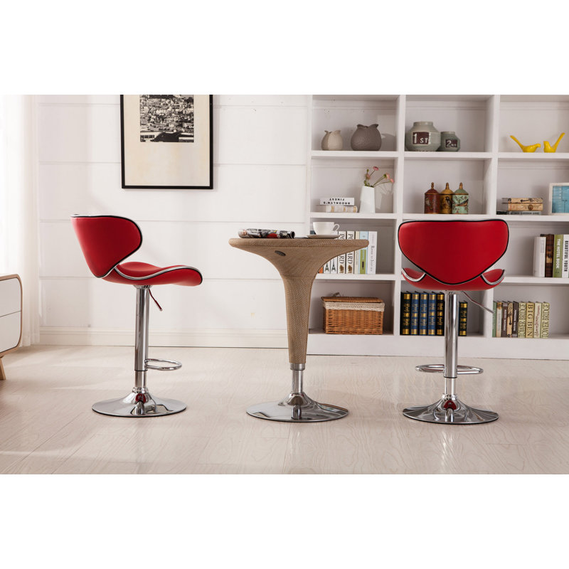 Ensemble de 2 tabourets de bar réglables Upholstery Airlift sans table, Rouge