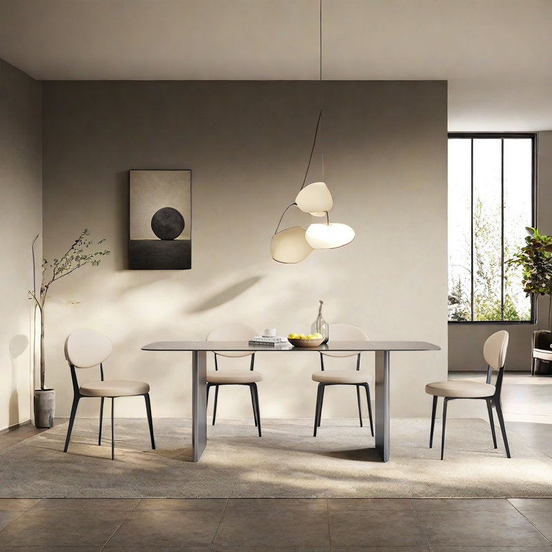 Ensemble de salle à manger moderne en acier inoxydable, H 29,5 po x L 78,7 po x l 31,5 po