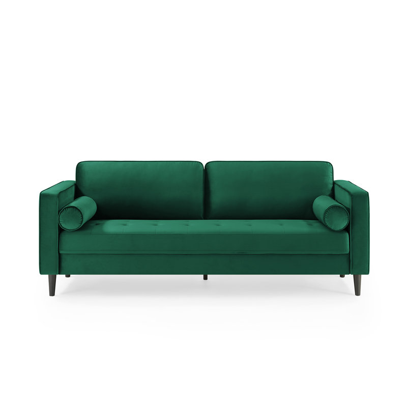 Jeses 207Cm Square Arms Sofa, Green Velvet
