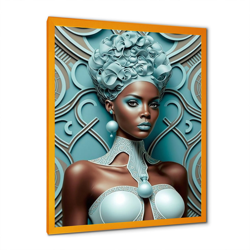 «Clemmie Gorgeous African Queen In Retro Colors I», reproduction sur toile, H 32 po x l 16 po x P 1 po, Encadrement doré