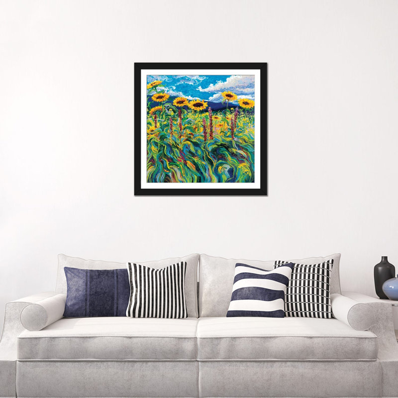 " Foxy Triptych Panel III " by Iris Scott Oil Print, 16" H x 16" W x 1" D, Black Framed Fine Art Paper, White
