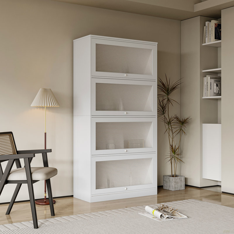 Bibliothèque contemporaine avec portes fermées à dossier fermé et armoire de rangement de bureau, plancher-au-plafond, armoire basse contre le mur