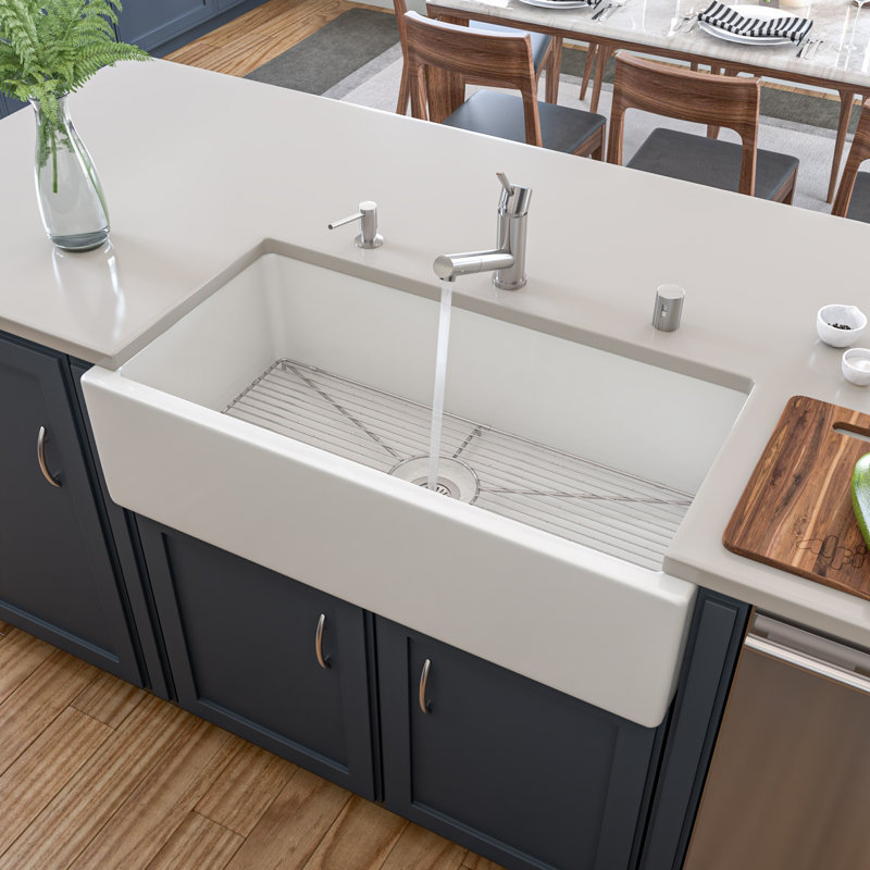36'' L Single Bowl Fireclay Kitchen Sink, White
