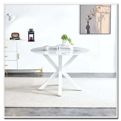 42.1"WHITE Table cross leg Mid-century Dining Table