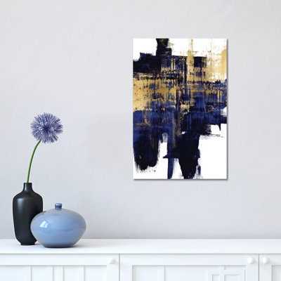 Dynamic Gold On Blue I by Alex Wise - Wrapped Canvas Print