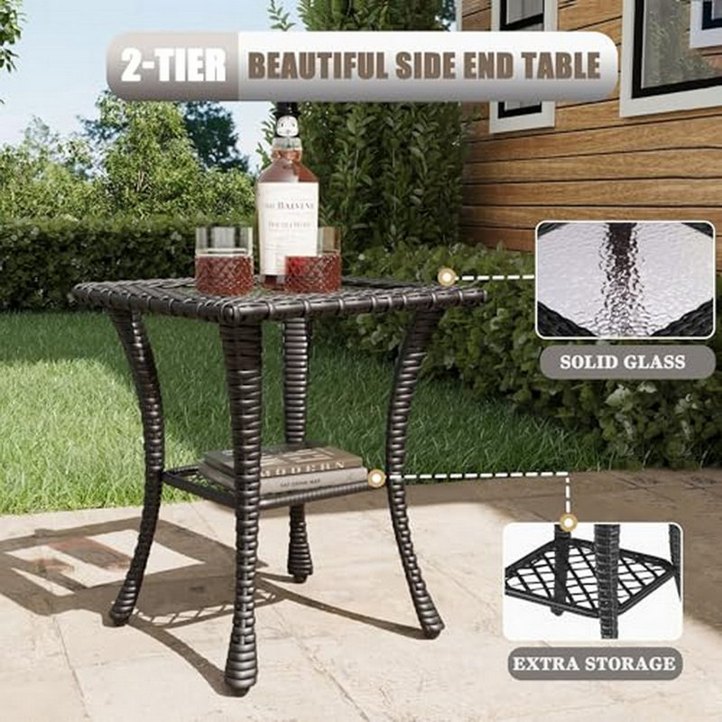 Ensemble de meubles de patio en osier 6 pièces Lark Manor ™, ensemble de conversation pivotant 360 degrés avec table basse Classis