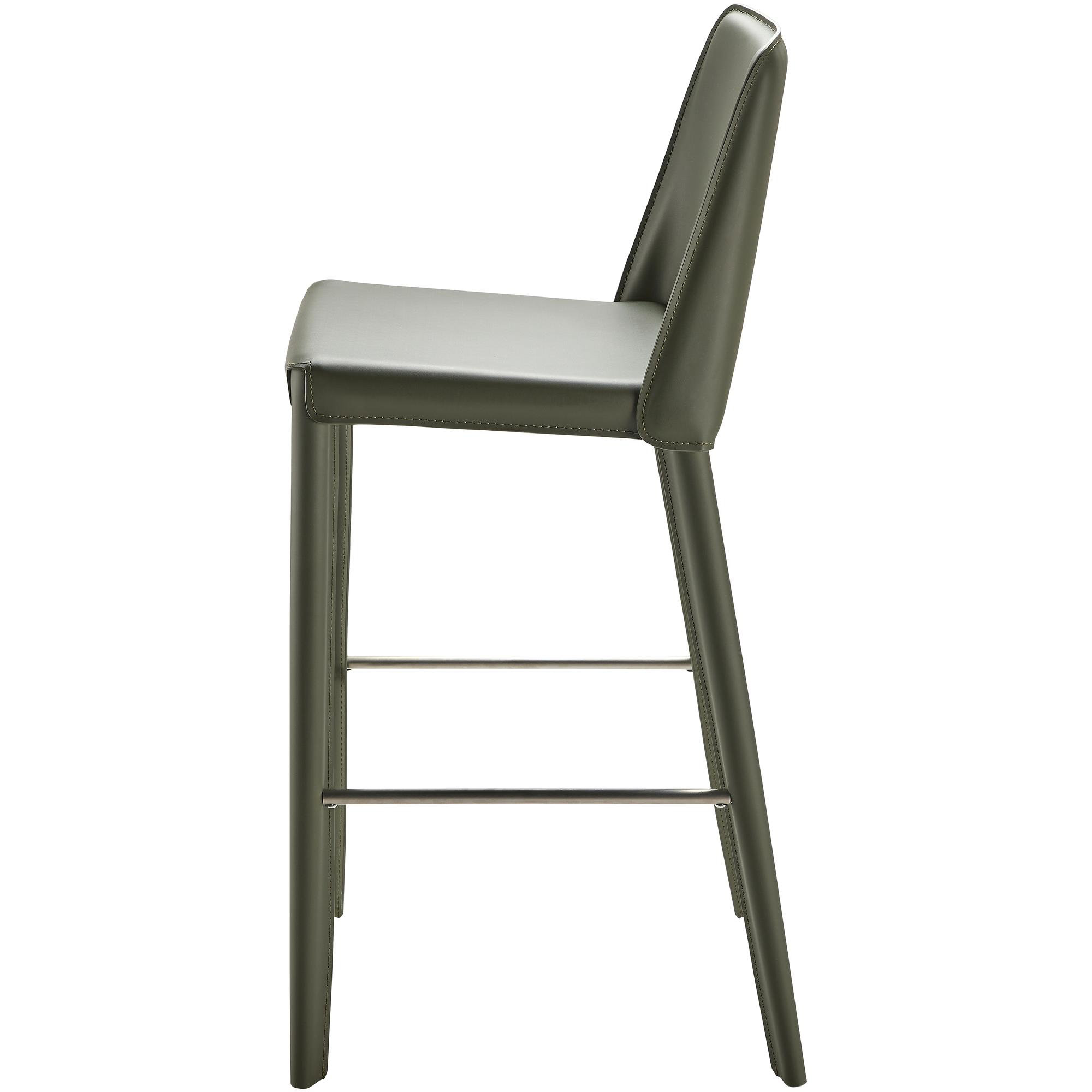 Pemma Vegan Leather Bar Stool, Dark Green
