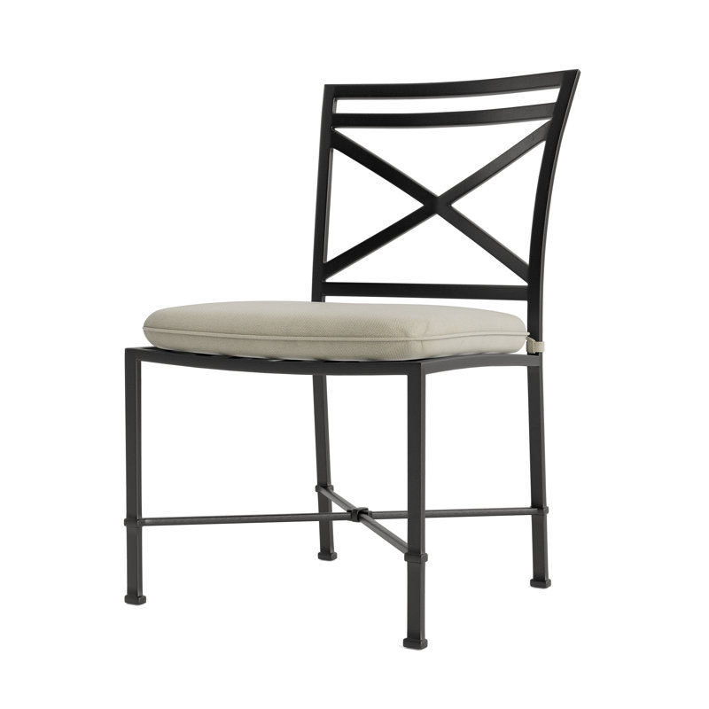 Venetian Outdoor Dining Side Chair, Fusion Moccasian, Textured Pewter, Brown