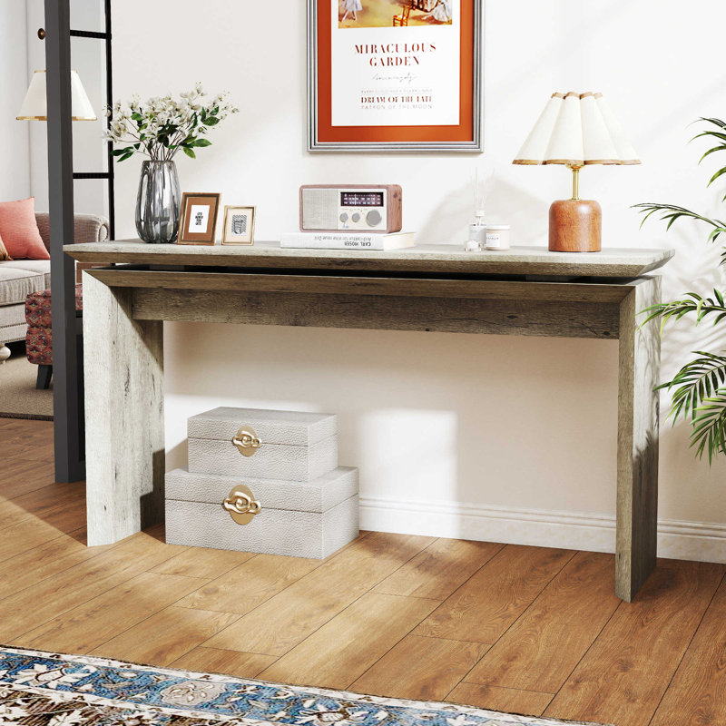 58 Inch Wide Rectangular Console Table, Farmhouse Hallway Entryway Table