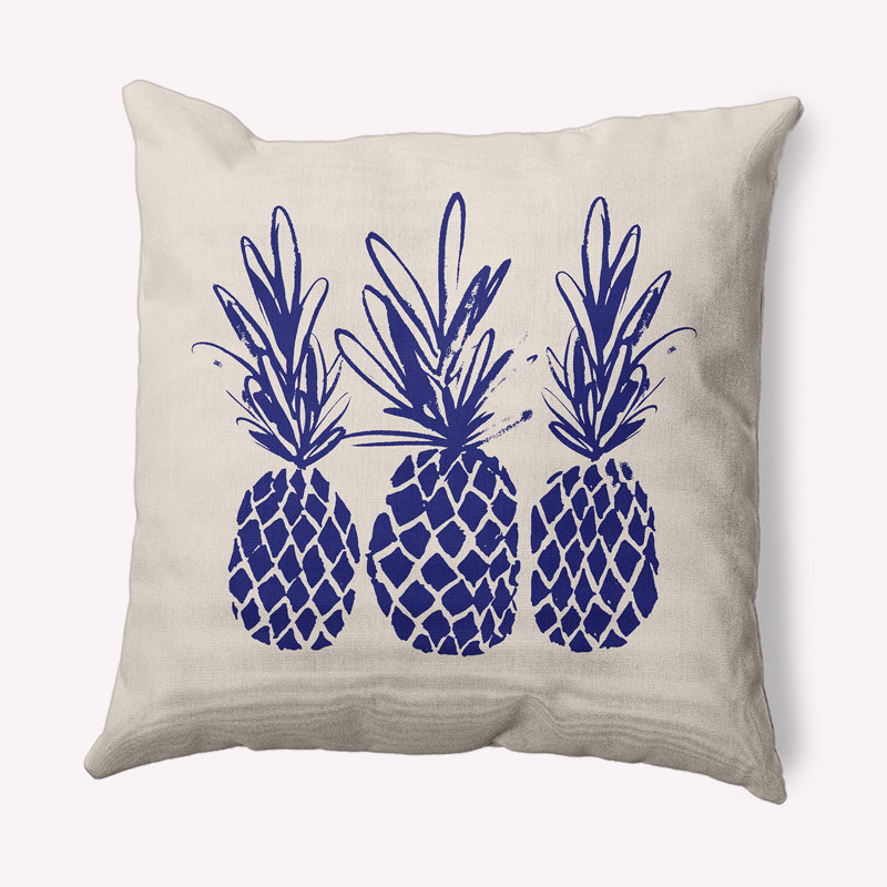 Coussin Pineapples, 18 po x 18 po, Bleu indigo